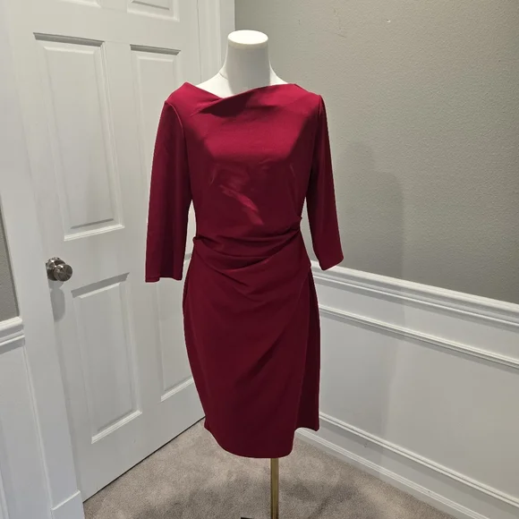 NWT Libby London Tiverton Stretch Crepe Dress in Red Size 10 (UK 14) - Picture 3 of 5